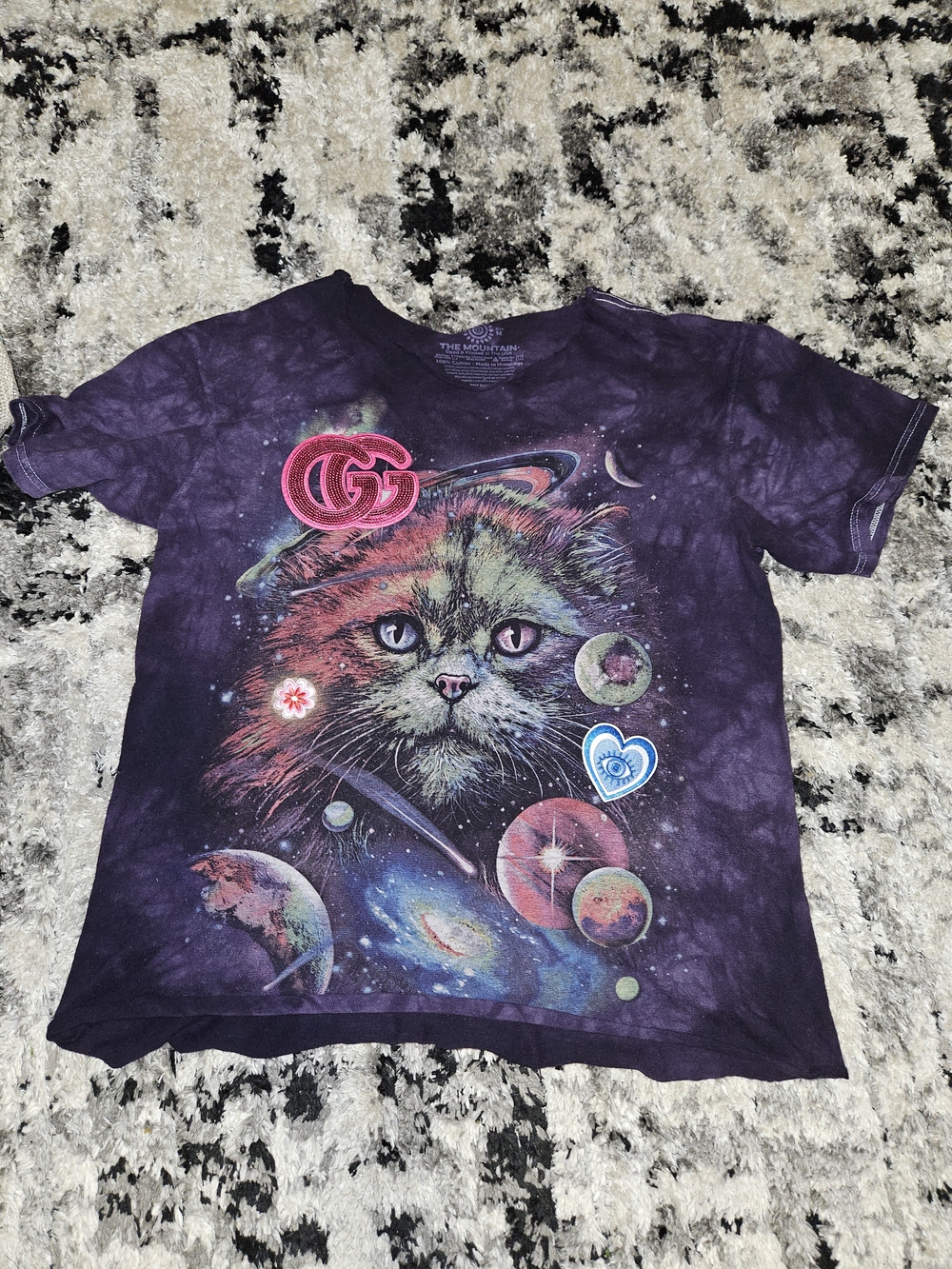 Purple Galaxy Cat Graphic Tee